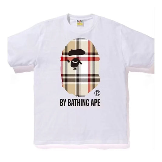 BAPE A Bathing Ape Check by Bathing Tee White/Beige
