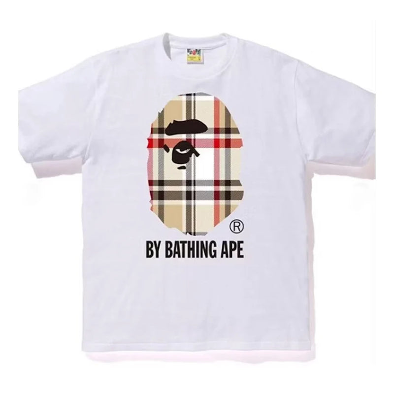 BAPE A Bathing Ape Check by Bathing Tee White/Beige