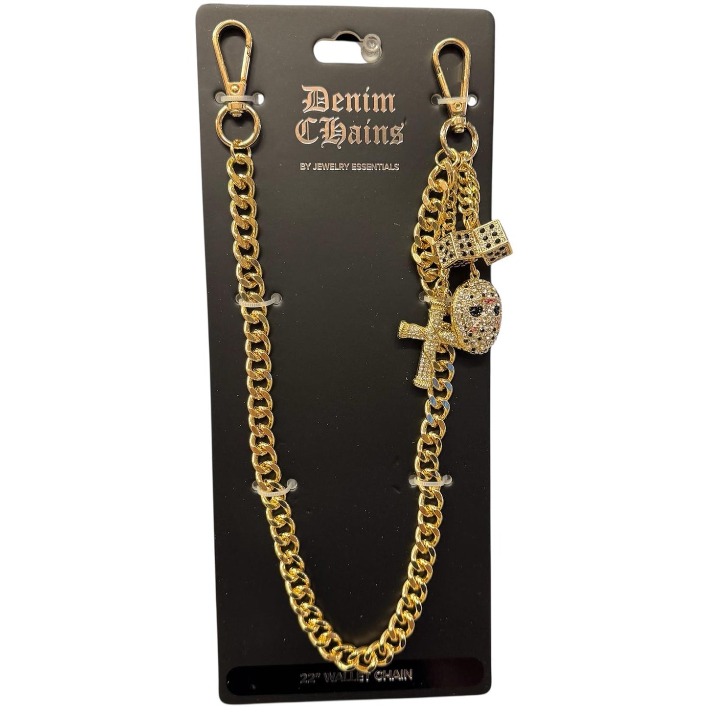 Triple Charm Jeans Chain 22" Gold (Wallet Chain) "280"