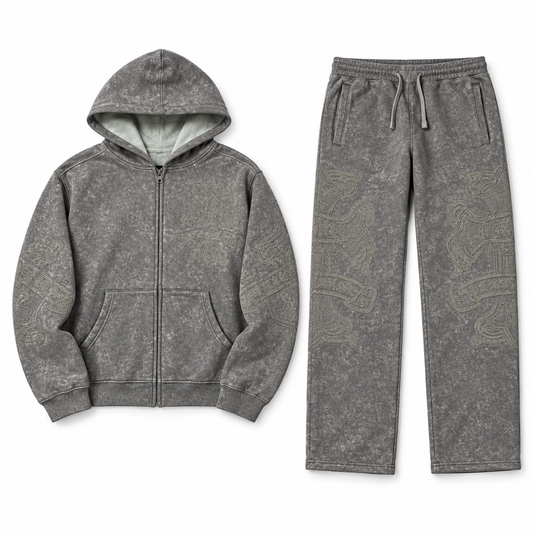 Rebel Minds Cross Fz Fleece Jogger Set Taupe