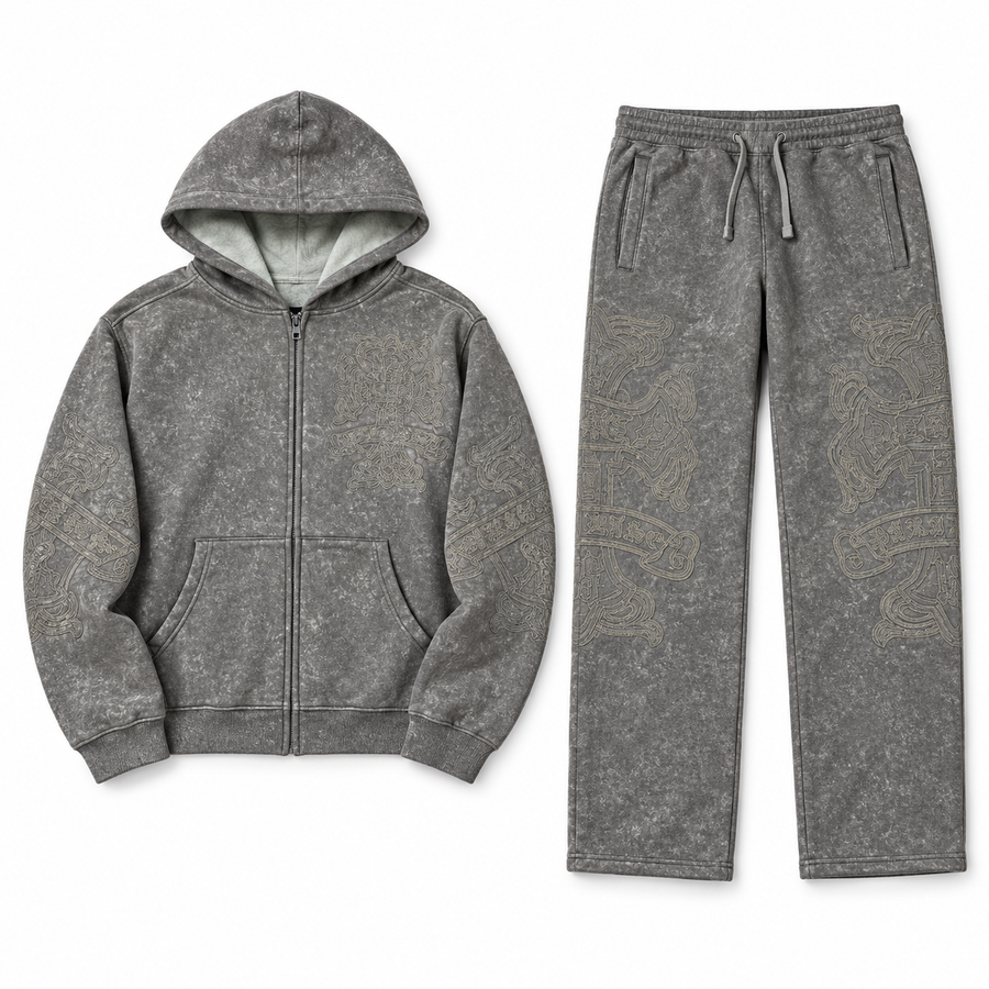 Rebel Minds Cross Fz Fleece Jogger Set Taupe