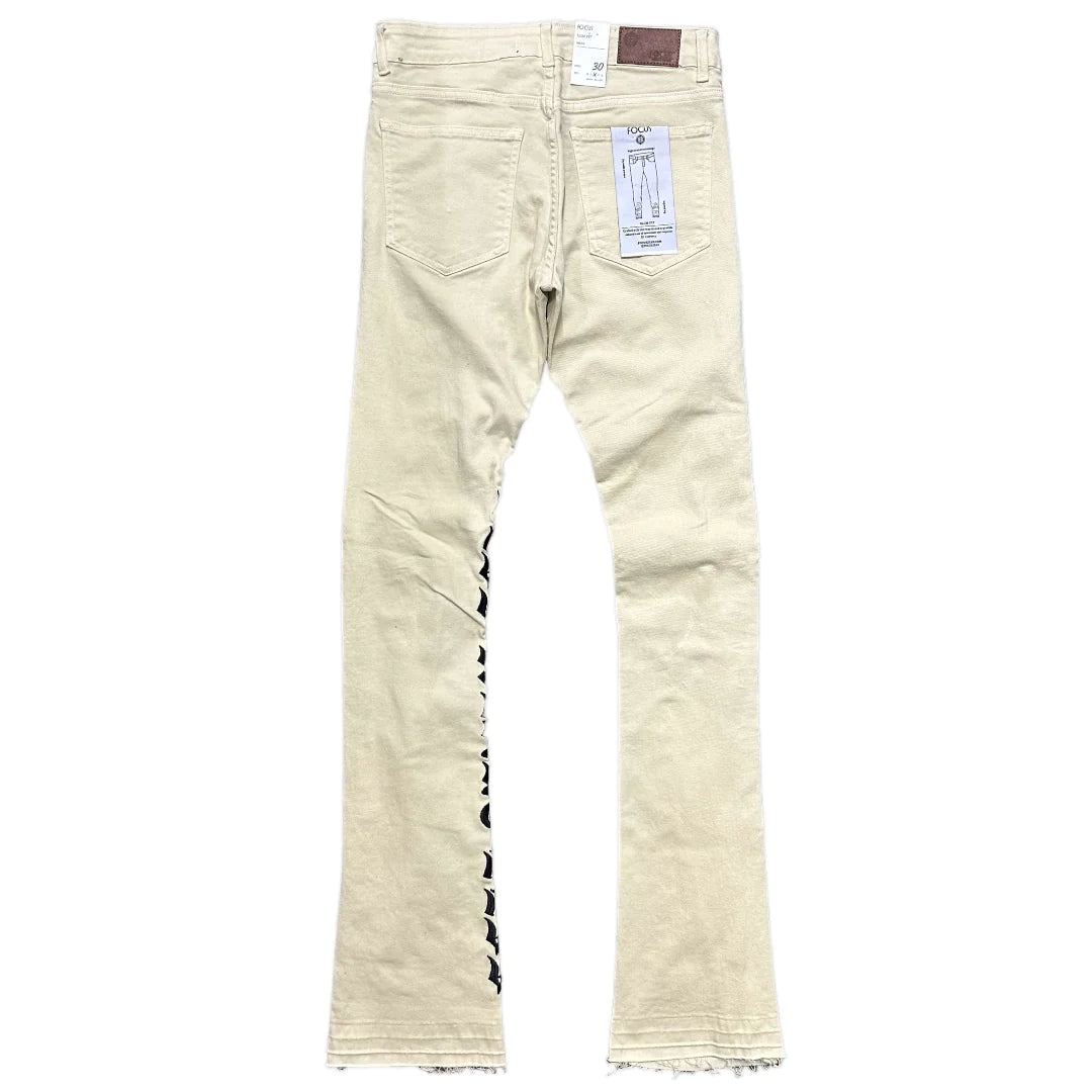 Focus Denim Heartless Tan Stacked Flare
