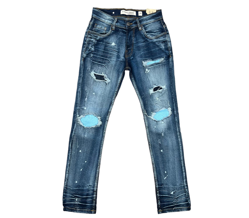 EVOLUTION CONTRAST TORN S.BLUE/C.BLUE DENIM JENAS KID'S