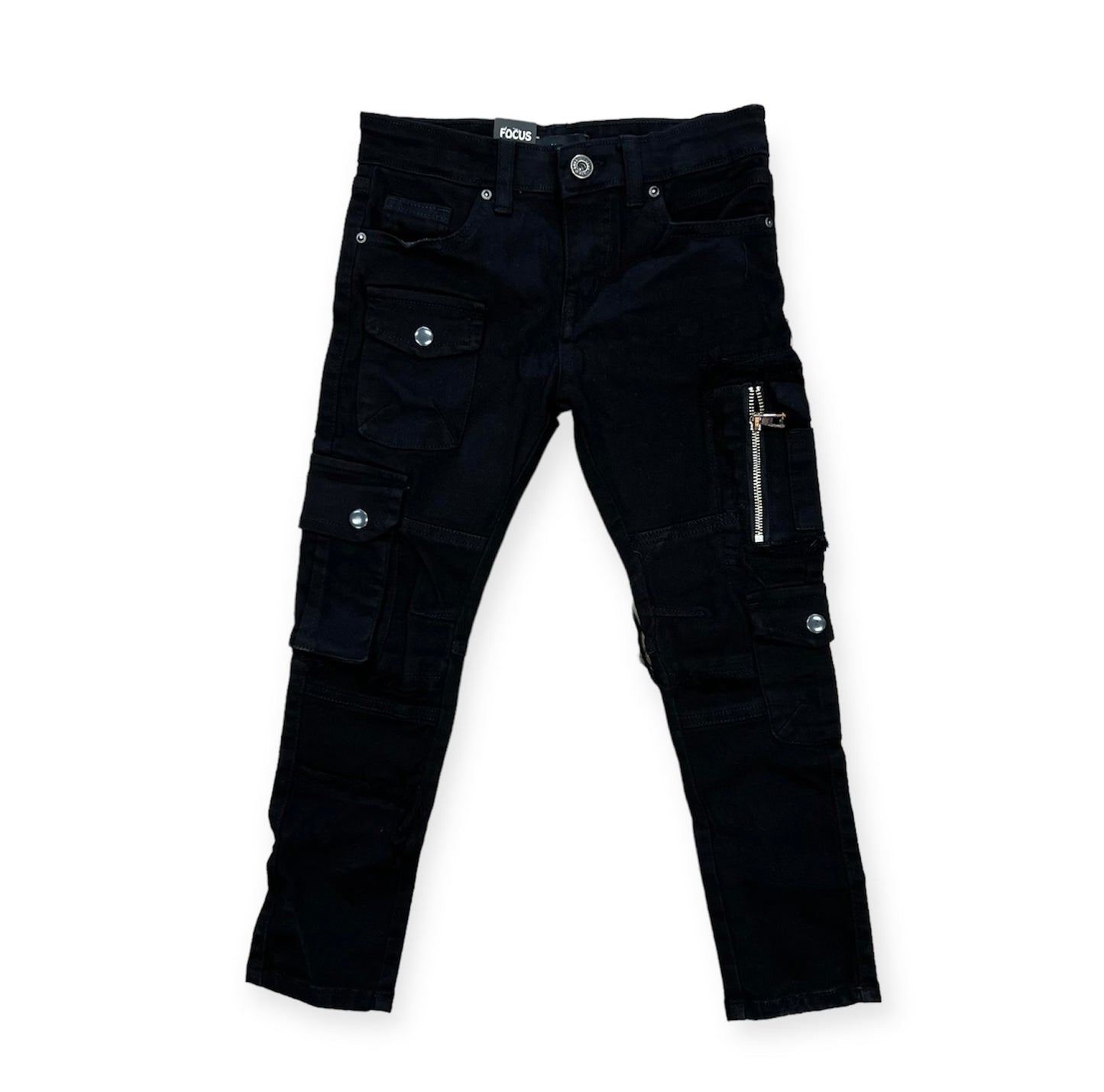 Focus Denim Multi pockets Contrast Jet Black Denim Toddler