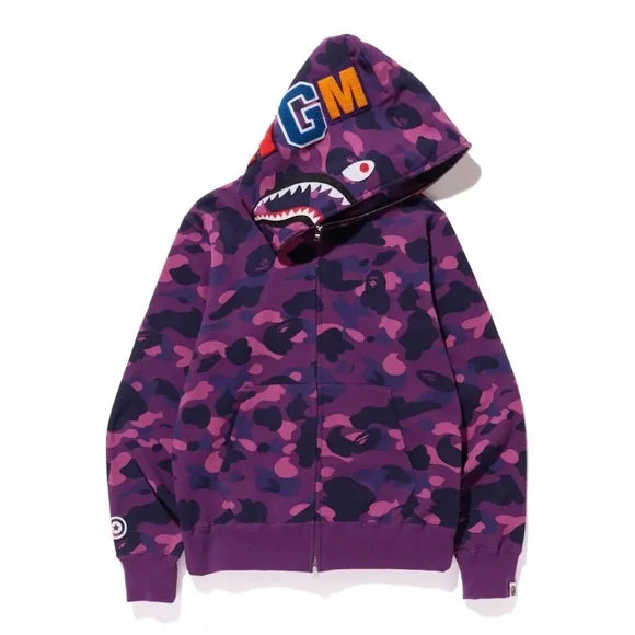 BAPE Big ABC Camo Shark Full Zip Hoodie Purple