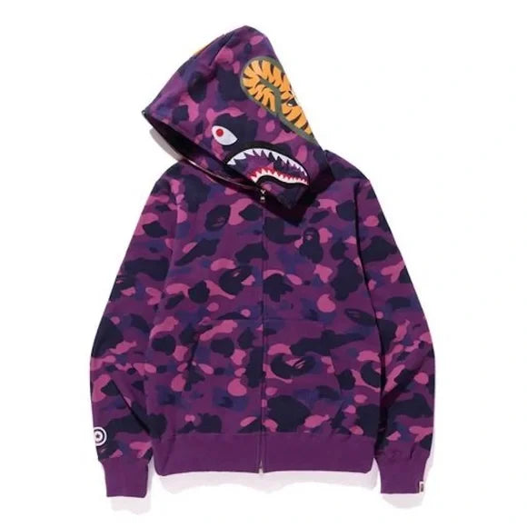 BAPE Big ABC Camo Shark Full Zip Hoodie Purple