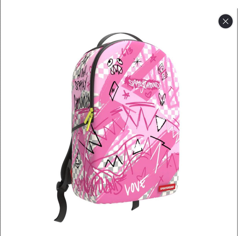 Sprayground Pink Smoke Check Backpack