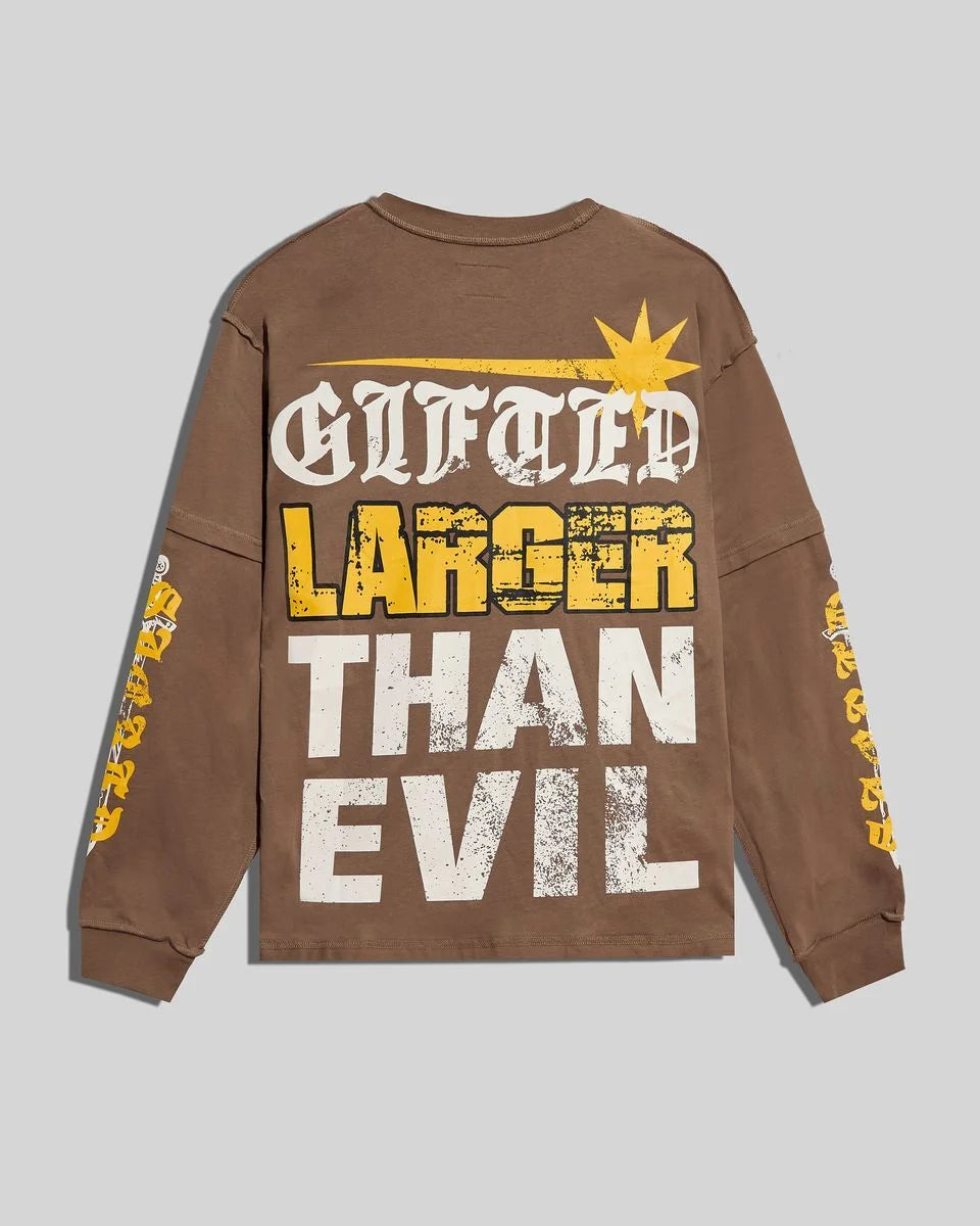 Gftd larger Than Evil Brown Long Sleeve