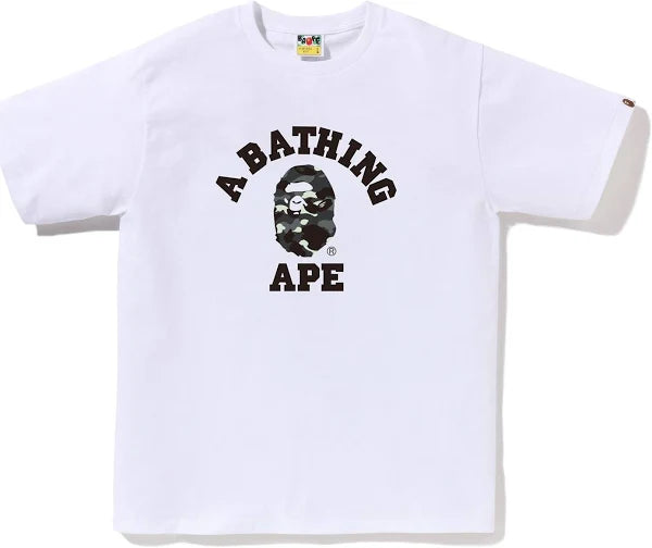 A Bathing Ape Bape “ College camo Grey " White T-Shirt