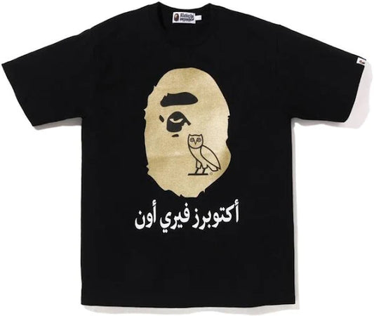 A Bathing Ape Bape "BAPE x OVO Ape Head " Black T-Shirt