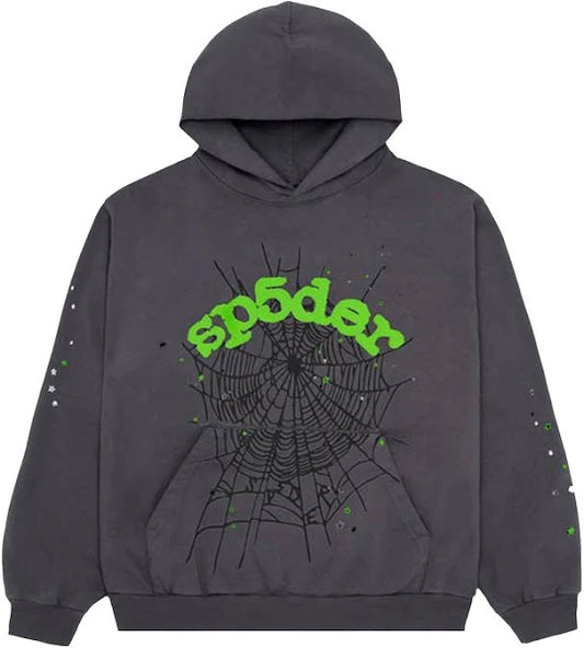 Spider Wait Web Slate Grey Hoodie