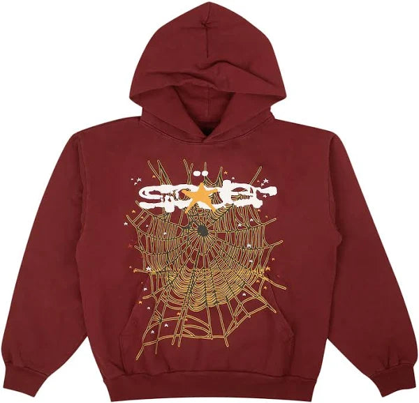 Spider Sp5der Logo Maroon Hoodie