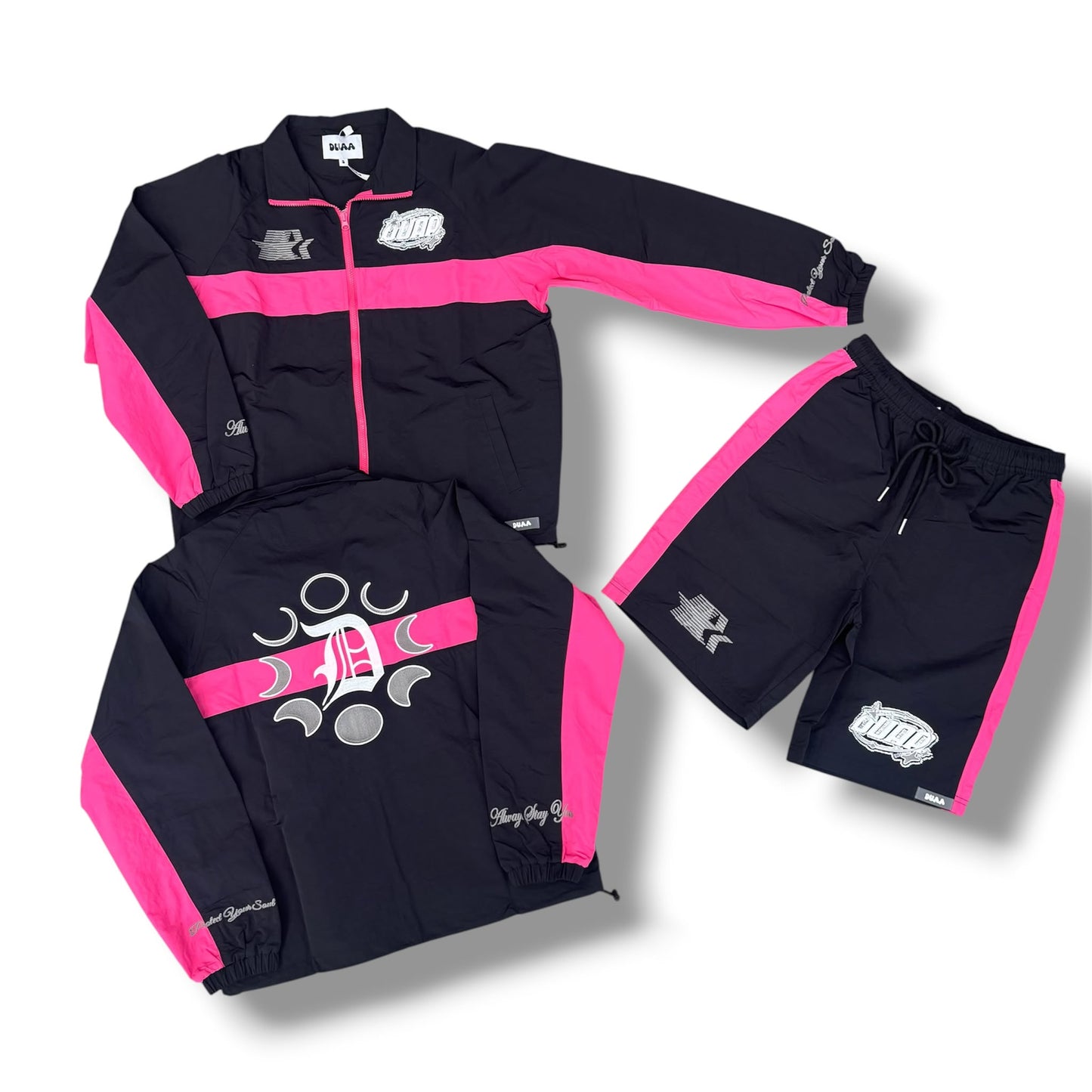 DUAA  Cyber Short Set With Jacket Black /Pink