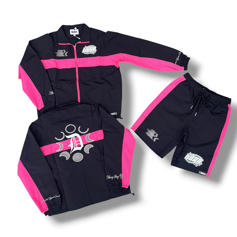 DUAA  Cyber Short Set With Jacket Black /Pink