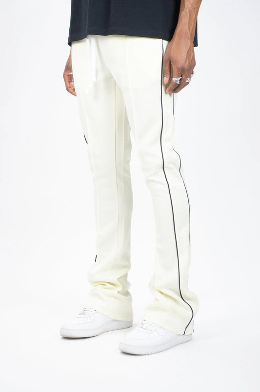 Rebel Minds Cream/Black Stacked Flare Stripe Track Pants