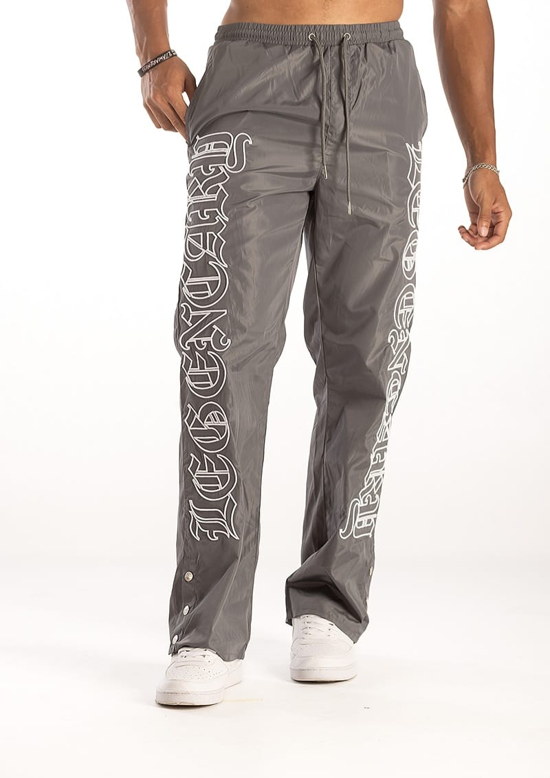 Kindred Nylon Embroidery Snap Button Pants Grey