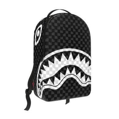 Sprayground Black and White Drip Chech Shark  Backpack