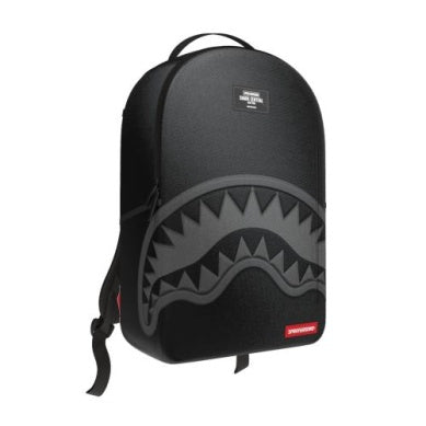 Sprayground Shark Central Black Stencil Shark Grey Nylon Backpack