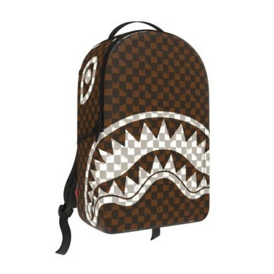 Sprayground Brown and Cream Drip Chech Shark  Backpack