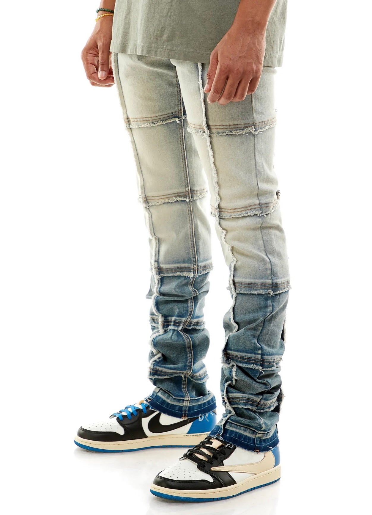 KDNK STACKED FLARE CUT & SEW FADED BLUE JEANS – Underground Clothing