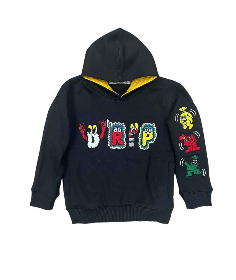 Focus Drip Cartoon Hoodie Black Boys
