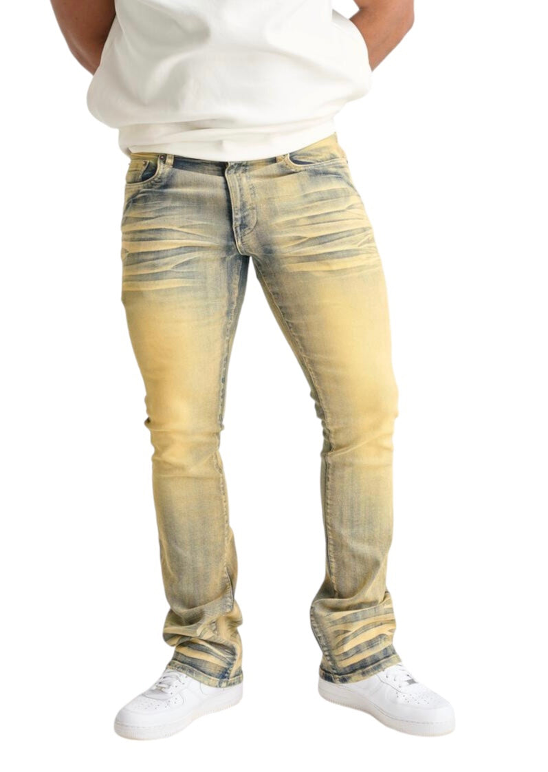 SPARK STRETCH STACKED FLARE TAUPE DENIM