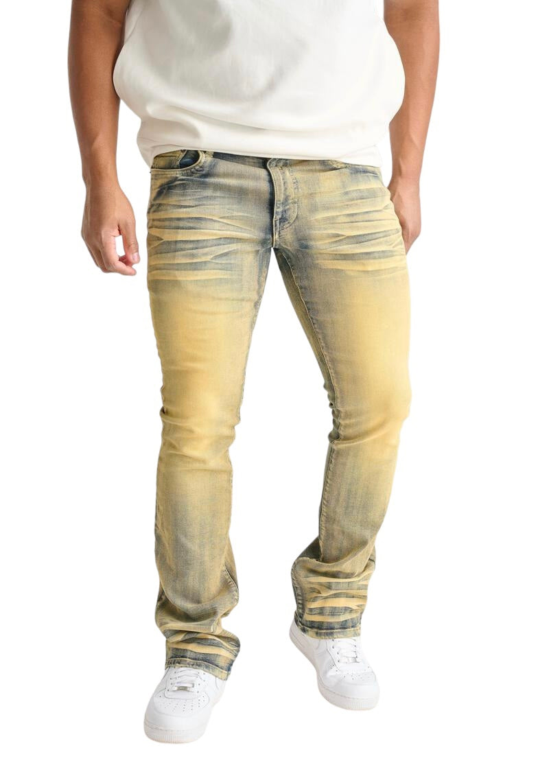 SPARK STRETCH STACKED FLARE TAUPE DENIM