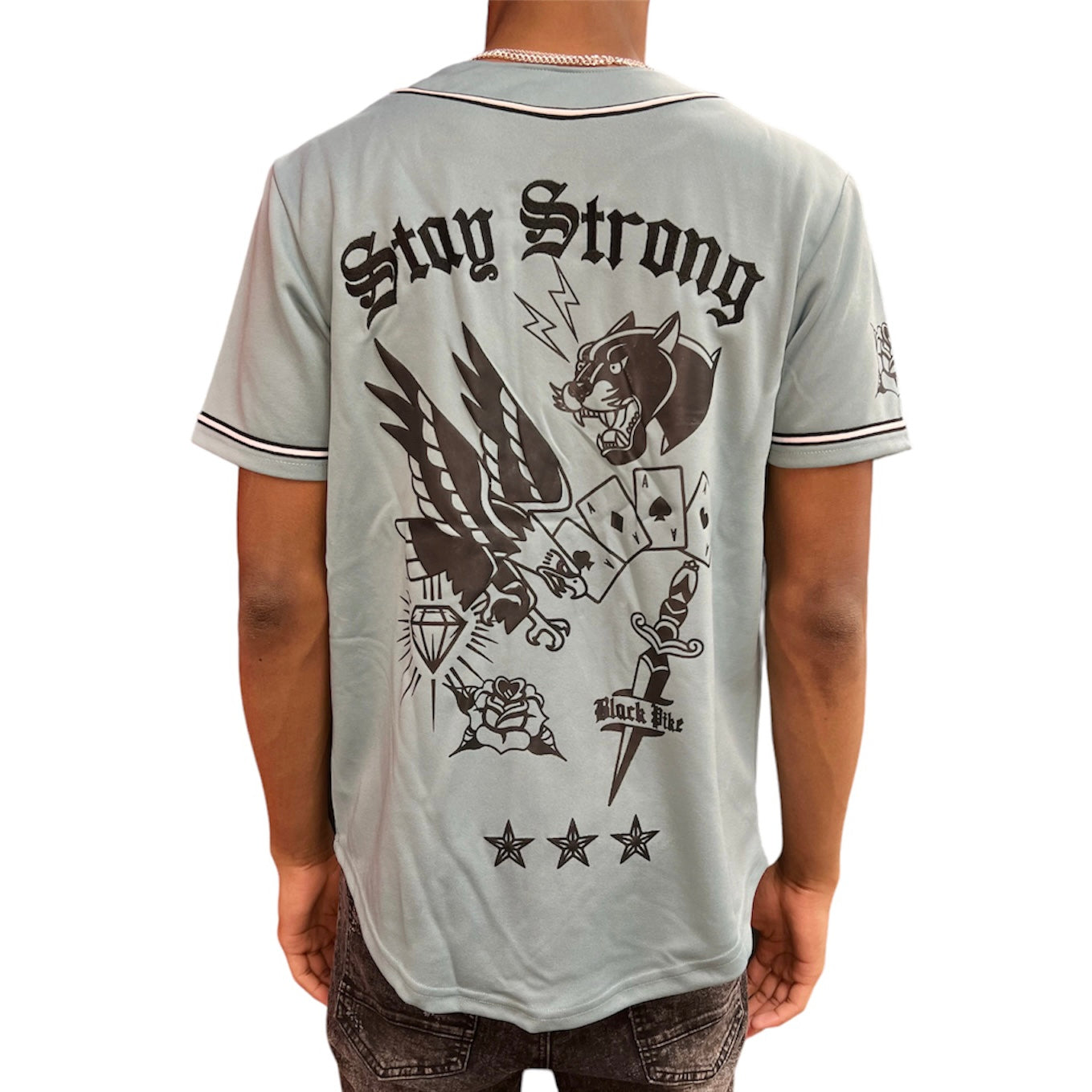 BLACK PIKE STAY STRONG DUST BLUE JERSEY