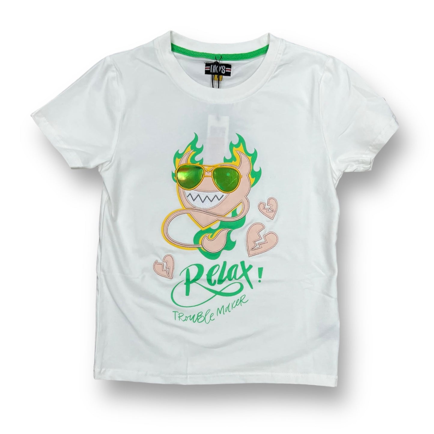 BKYS RELAX TROUBLE WHITE  TEE BOYS